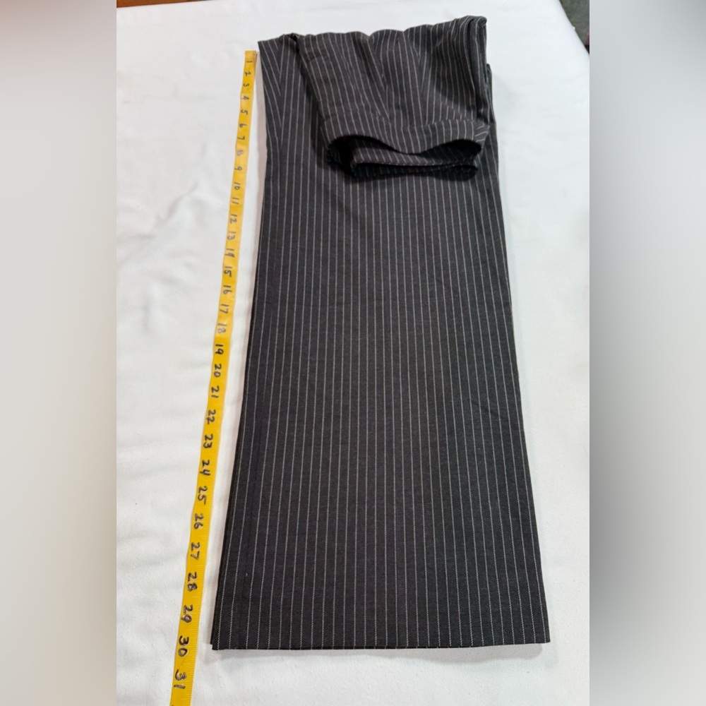 OPEN EDIT Gray pinstriped wide leg pleated front pants size S - Picture 16 of 16